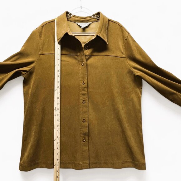 Casual Corner Annex Women's Brown 2 Pc Suit Set Soft Jacket Skirt Size XL - Picture 7 of 15